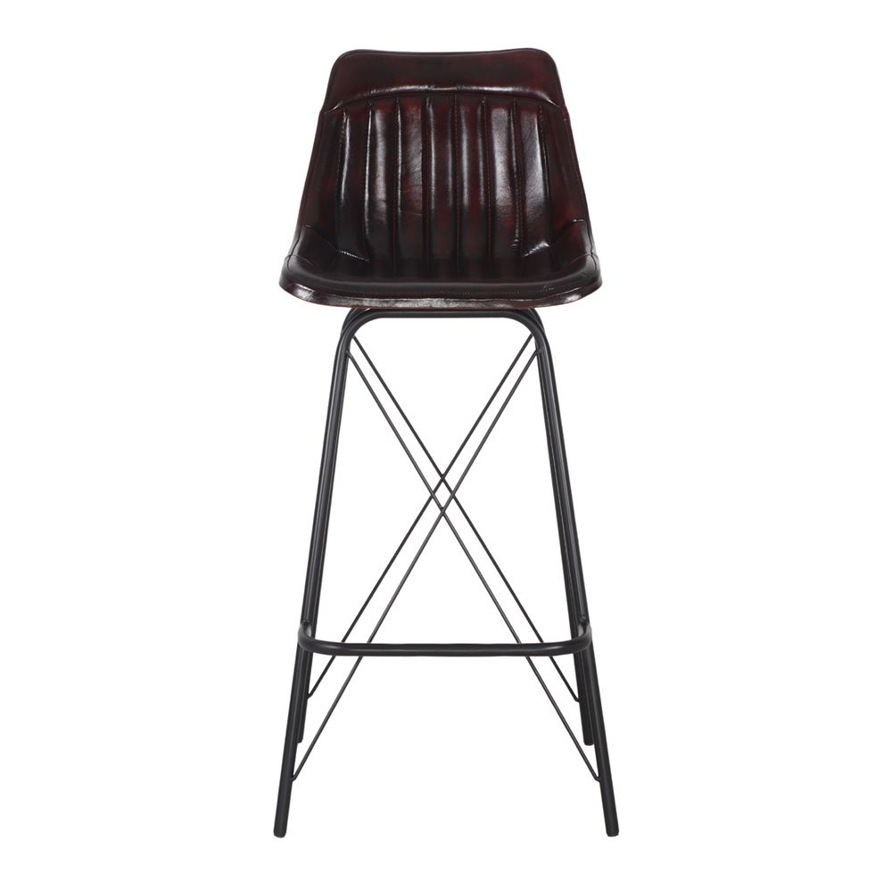 TABURETE ALTO DE METAL Y PIEL WARREN 2