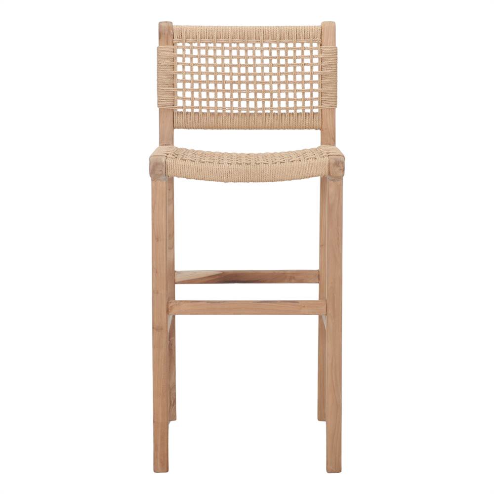 TABURETE ALTO DE MADERA Y CUERDA MORVEN estilo Mediterráneo 2