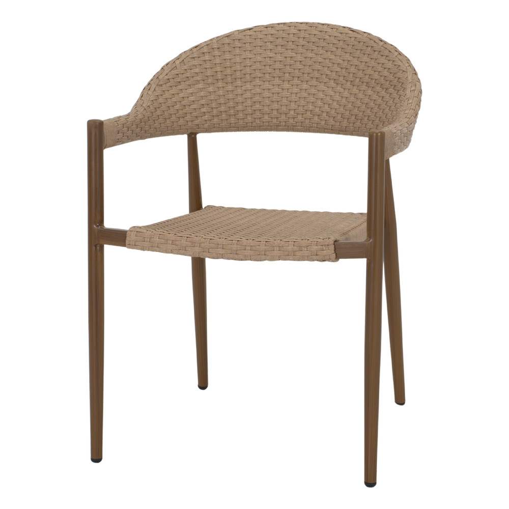 CADEIRA LALIX OUTDOOR em estilo mediterrânico, estrutura em metal, assento e encosto em marroquim sintético.