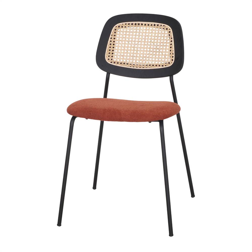 SILLA TAPIZADA MELITA estilo Mid Century.  teja 1