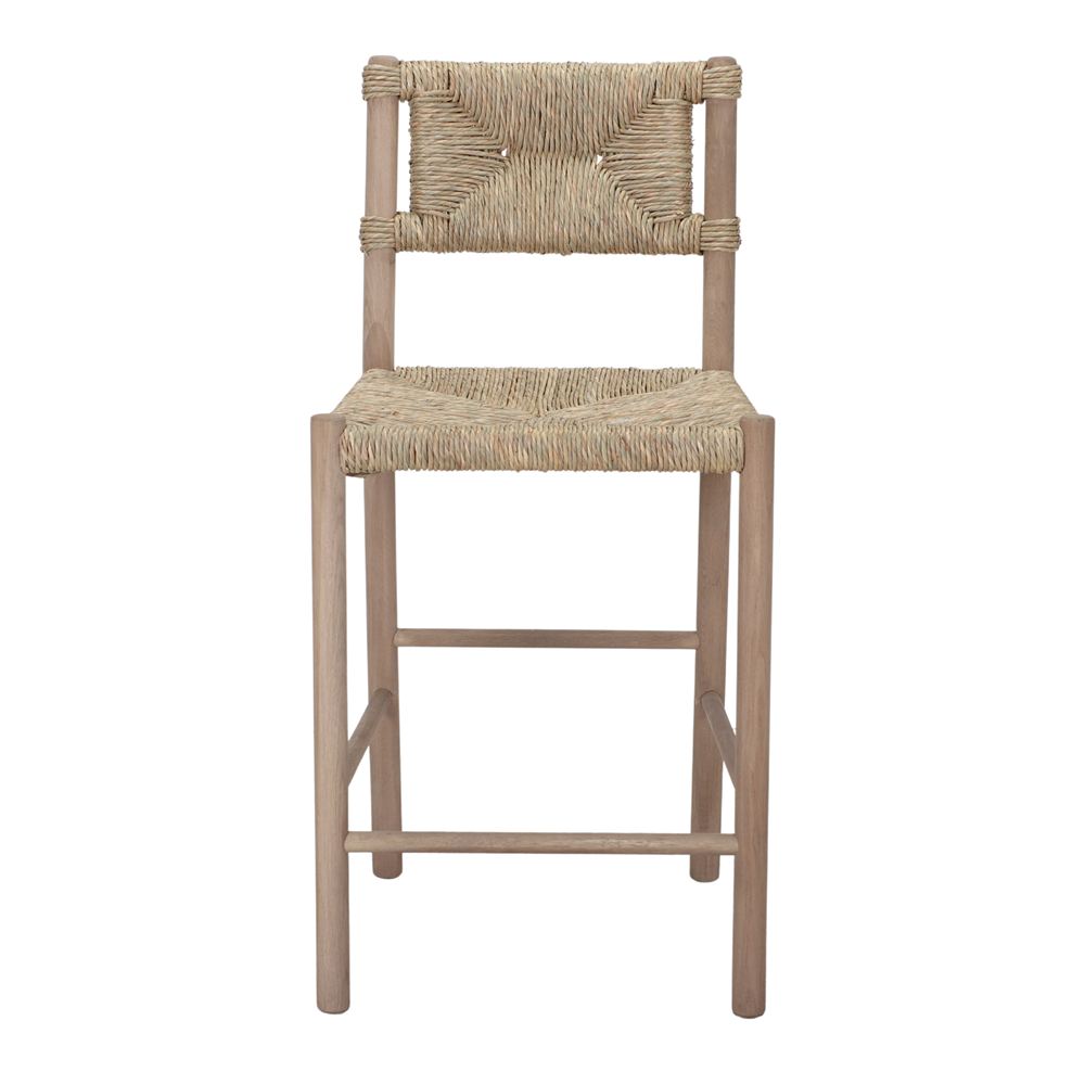 TABURETE ALTO DE MADERA Y FIBRA MARINA VERDIAL, de estilo mediterráneo. 2