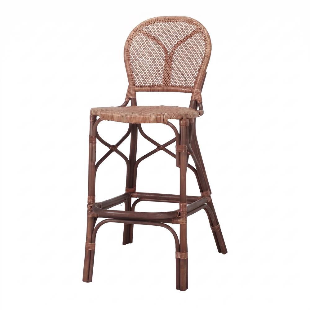 Taburete de cocina Colmar, de estilo Bistró.
Estructura de ratán natural.
Asiento y respaldo en médula natural trenzada.
No válido para exterior.